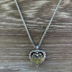 Brighton Joy Heart Silver & Green Pendant